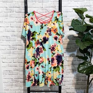 Neon Floral Dress 1X